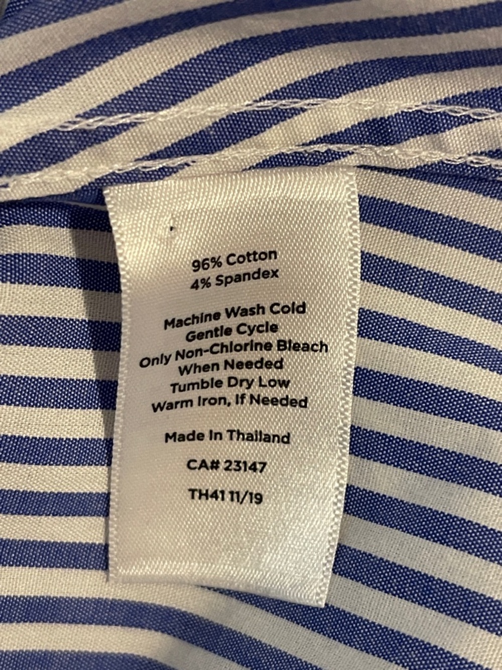 Talbots Blue and White Striped Sleeveless Button-Down Shirt - Picture 4 of 4
